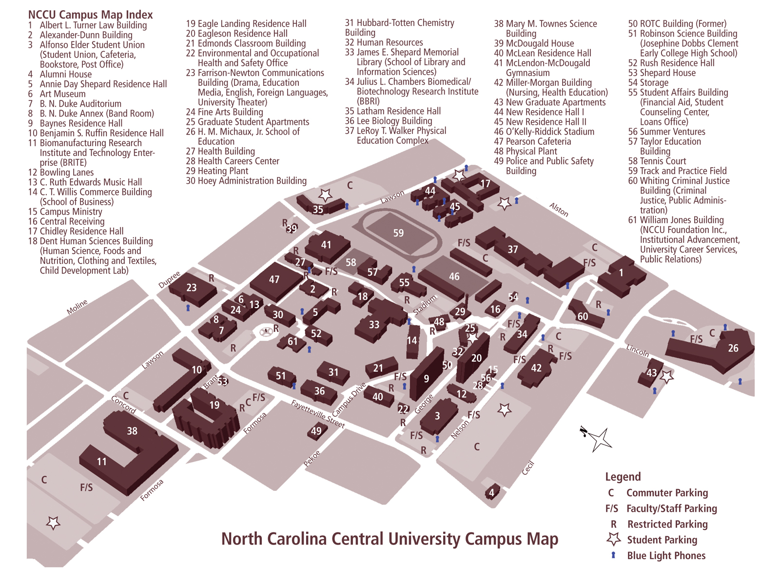 North Carolina Central University Campus Map 1801 Fayetteville