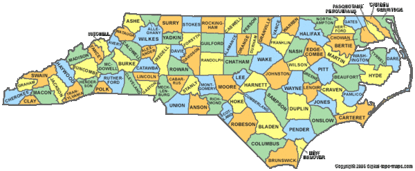 North Carolina Counties Map