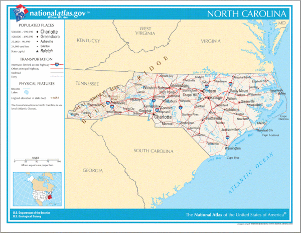 North Carolina Road Map