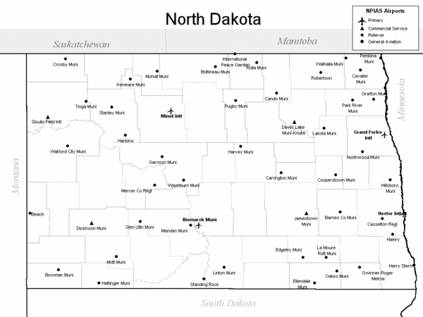 North Dakota Airport Map