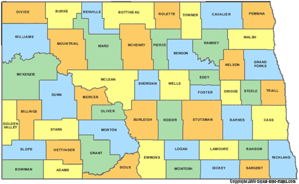 North Dakota Counties Map - North Dakota • mappery