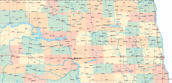North Dakota Road Map
