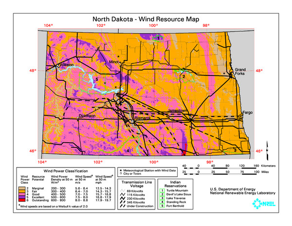 North Dakota Wind Resource Map