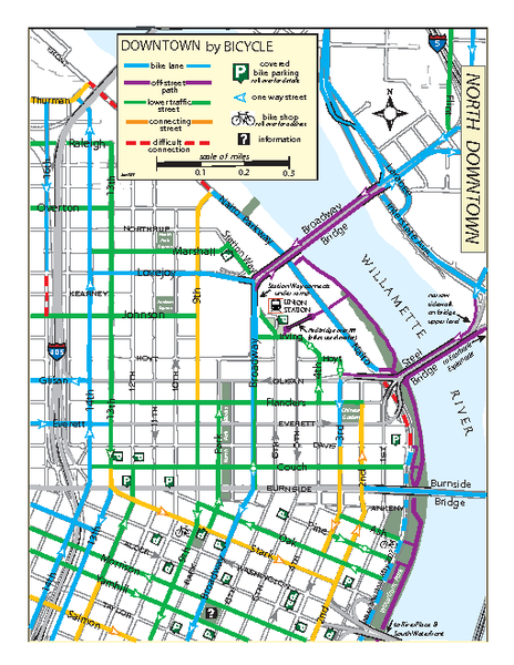 North Downtown Portland Bike Parking Map