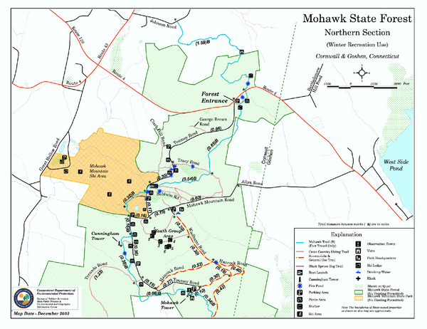 North Mohawk Mountain State Forest (Winter Trails) Map