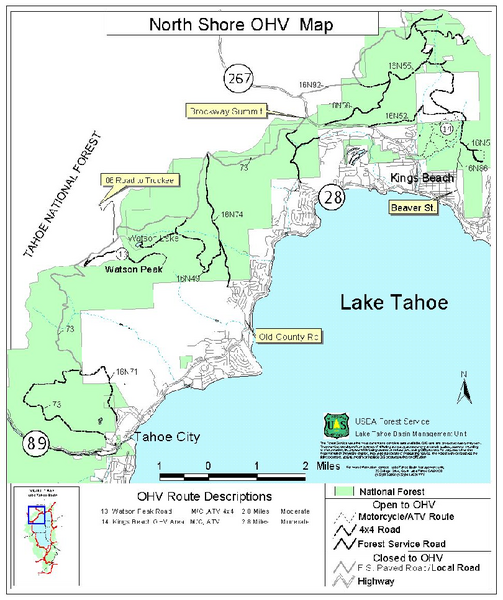 North Shore Lake Tahoe Off-Highway Vehicle Map