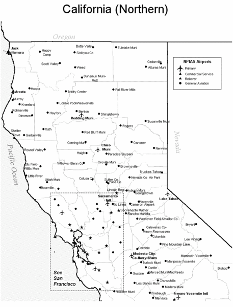 Northern California Airports Map