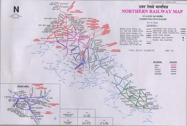 Northern India Rail Map