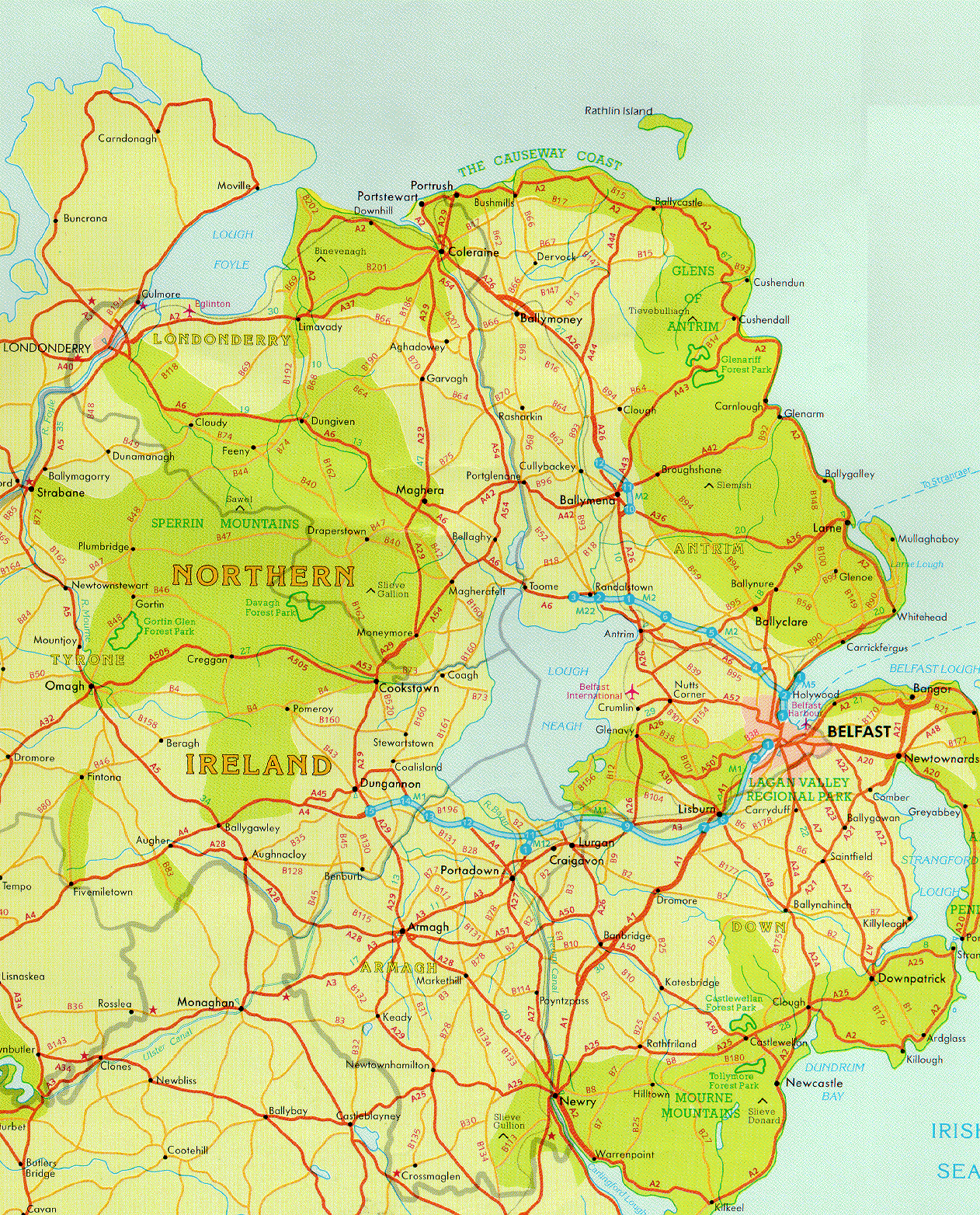 Northern Ireland Road Map 