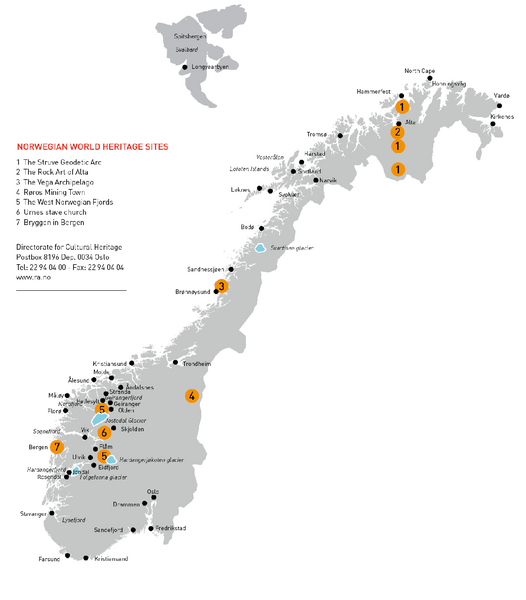 Norway World Heritage Sites Map