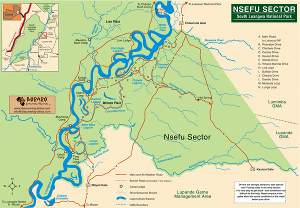 South Luangwa National Park Zambia Map Nsfeu Sector South Luangwa National Park Map • Mappery
