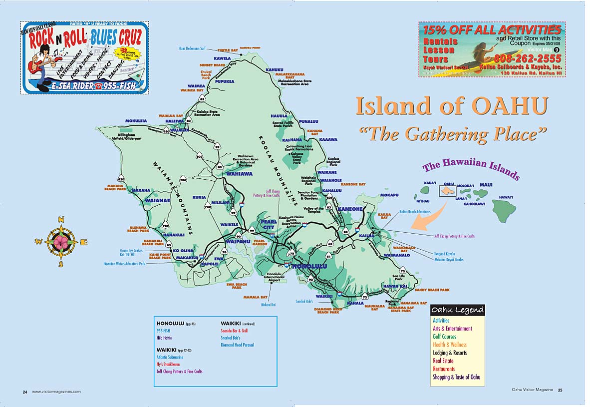 Oahu Guide Basic Map - Oahu • mappery