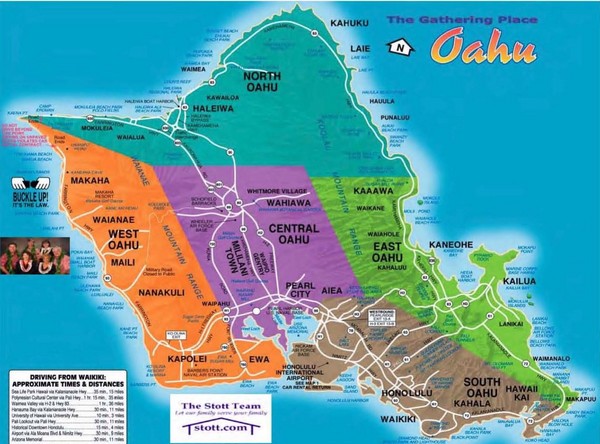 Oahu, Hawaii Tourist Map