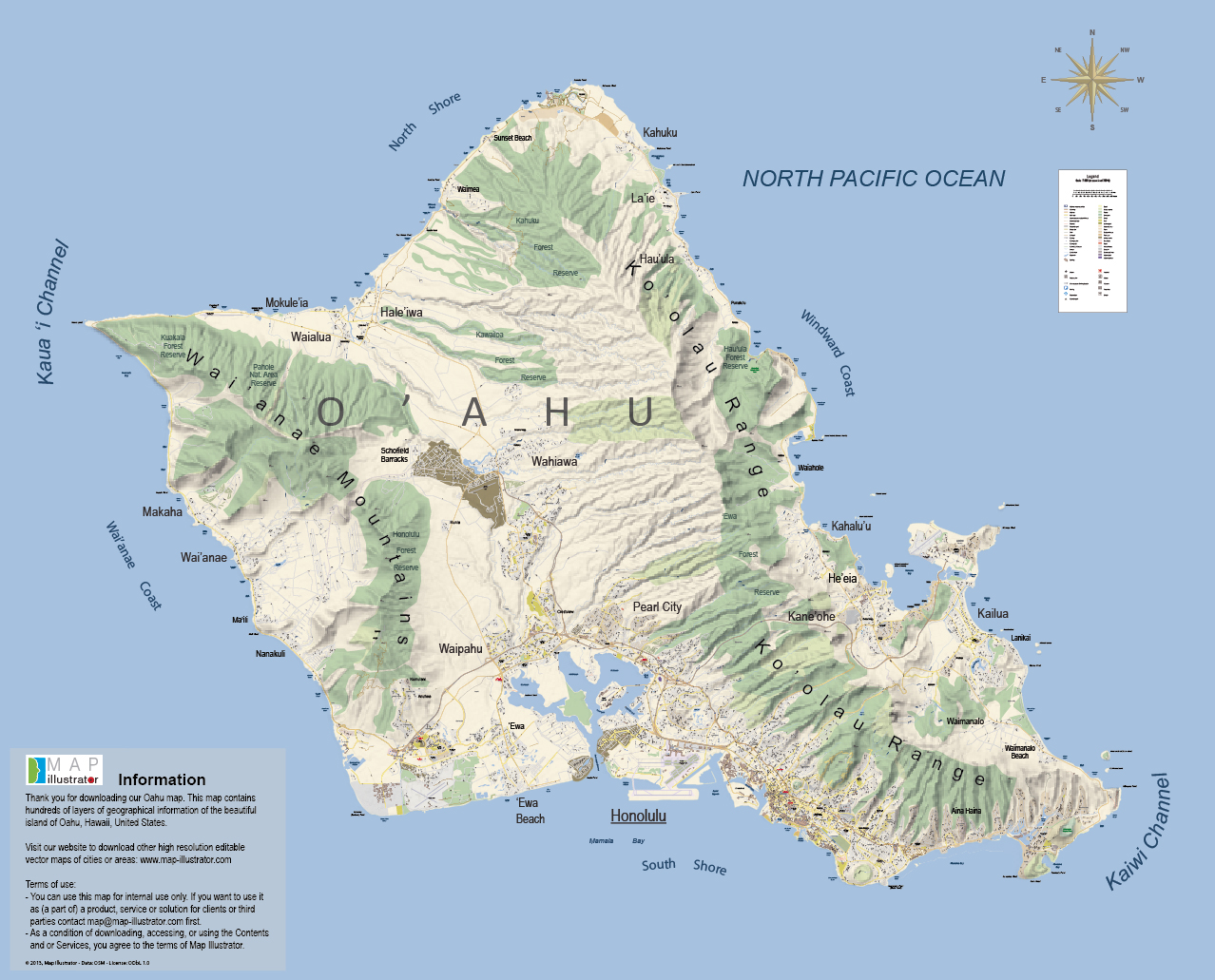 Oahu Map oahu • mappery