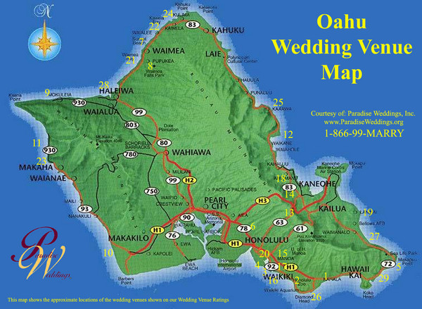 Oahu Wedding Venue Map