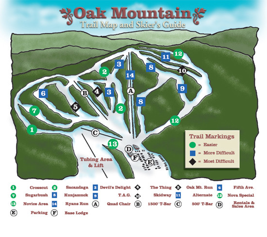 Oak Mountain Ski Center Ski Trail Map