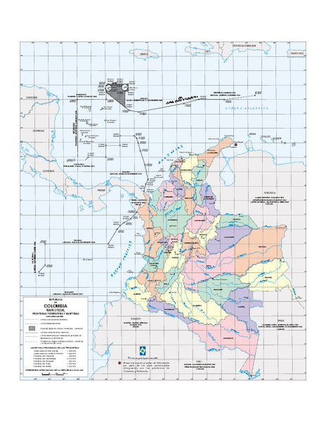 Official boundaries of Colombia Map