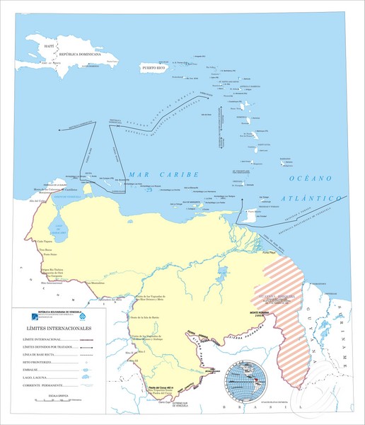 Official boundaries of Venezuela Map