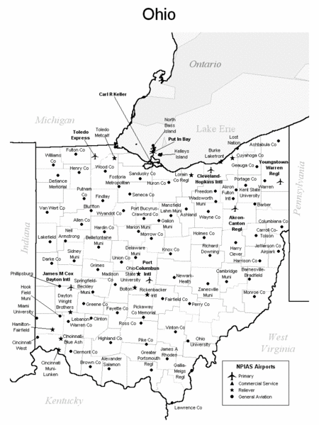 Ohio Airports Map Ohio Mappery