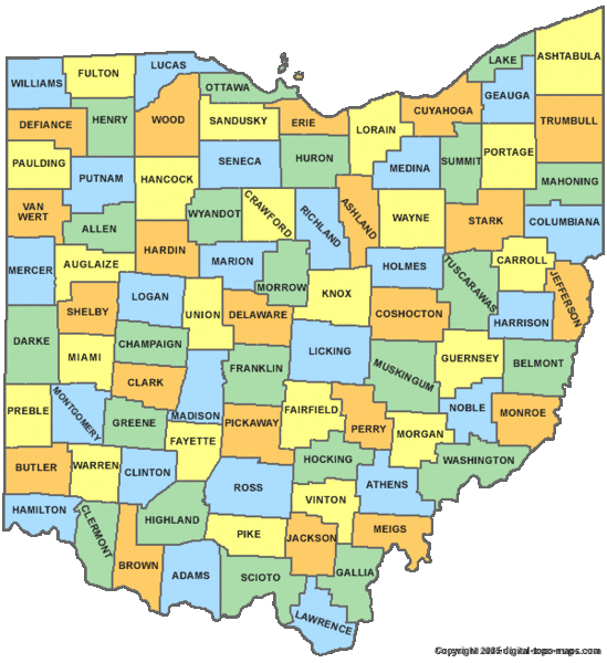 Ohio Counties Map Ohio Mappery