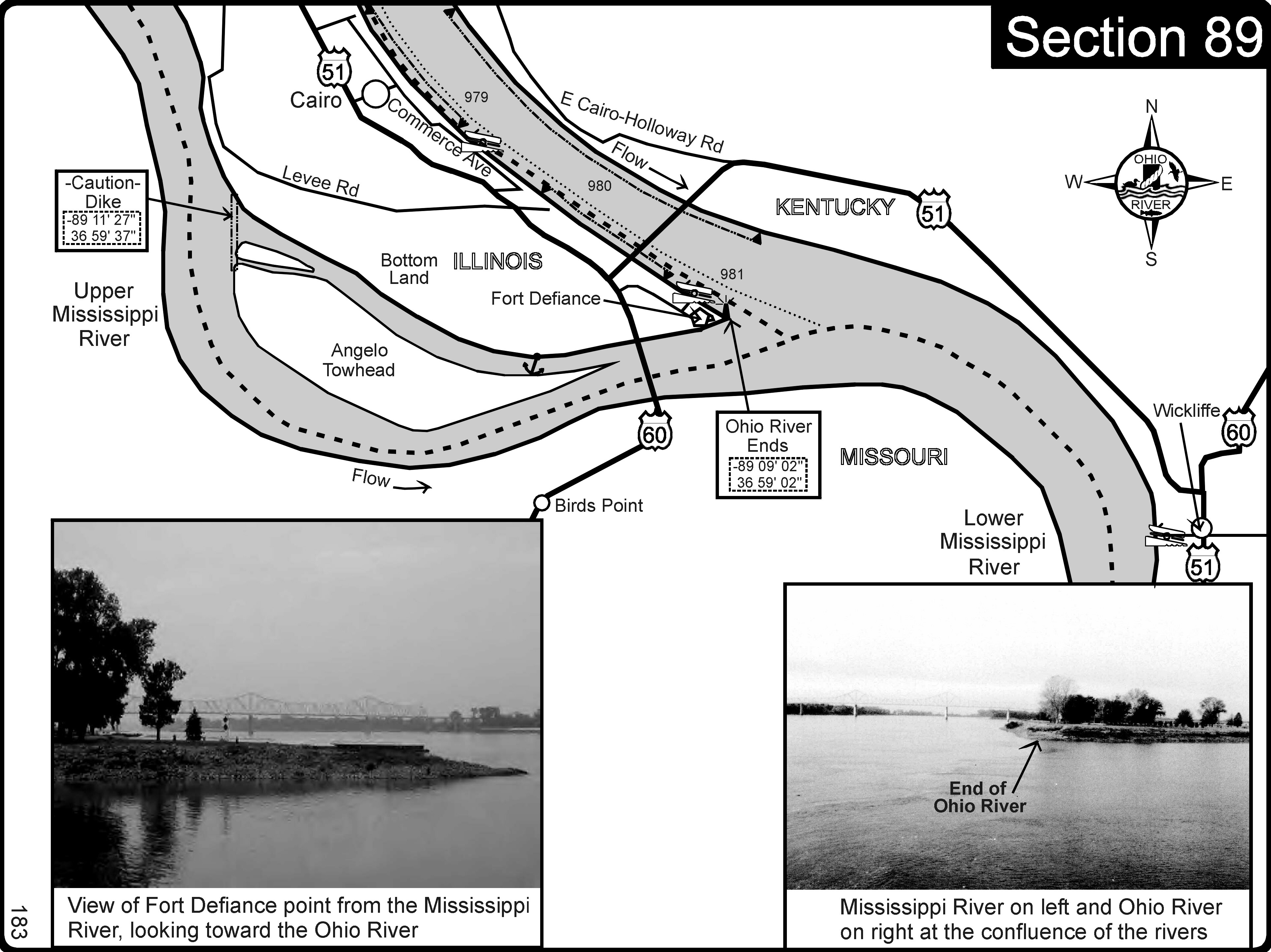 Ohio River at Cairo IL and Mississippi River Map cairo il • mappery