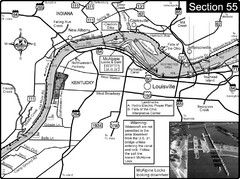 Ohio River at Louisville, KY & Southern Indiana Map