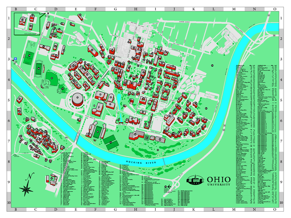 Ohio University Map Athens Ohio Mappery