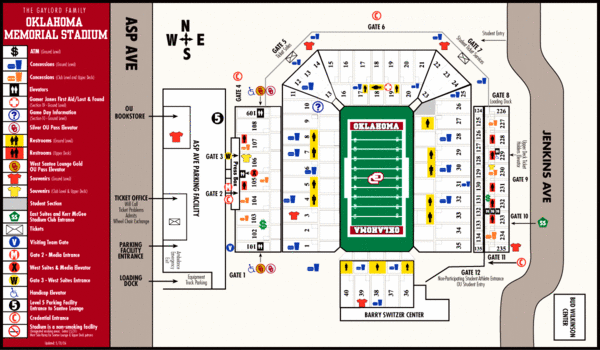 Oklahoma Memorial Stadium Map