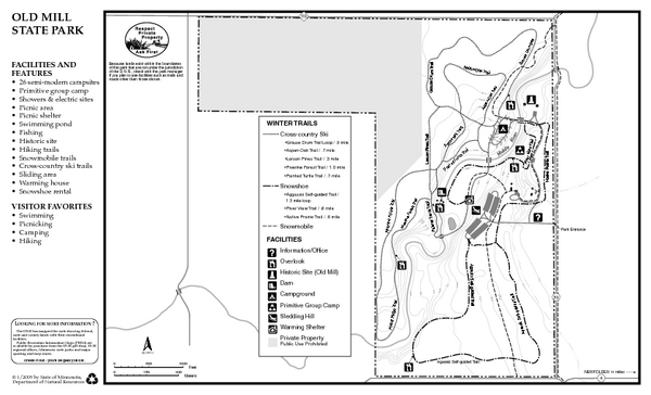 Old Mill State Park Winter Map