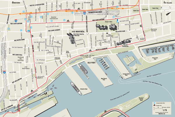 Old Montreal and Old Port Bike Map