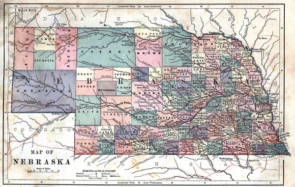 Old Nebraska Map