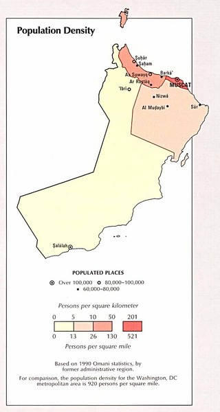 Oman Population Density Map