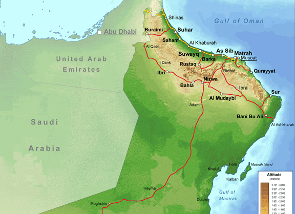 Oman physical Map