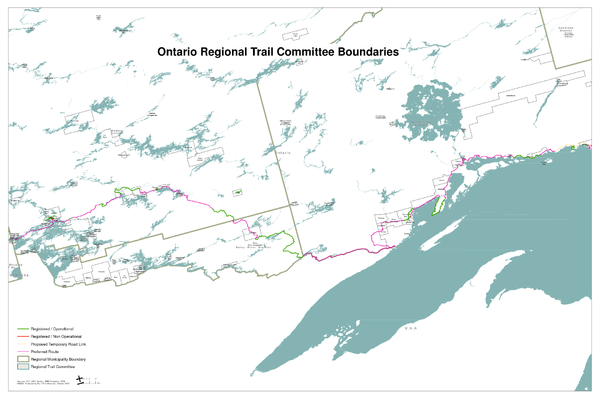 Ontario Regional Trail Committee Boundaries Map