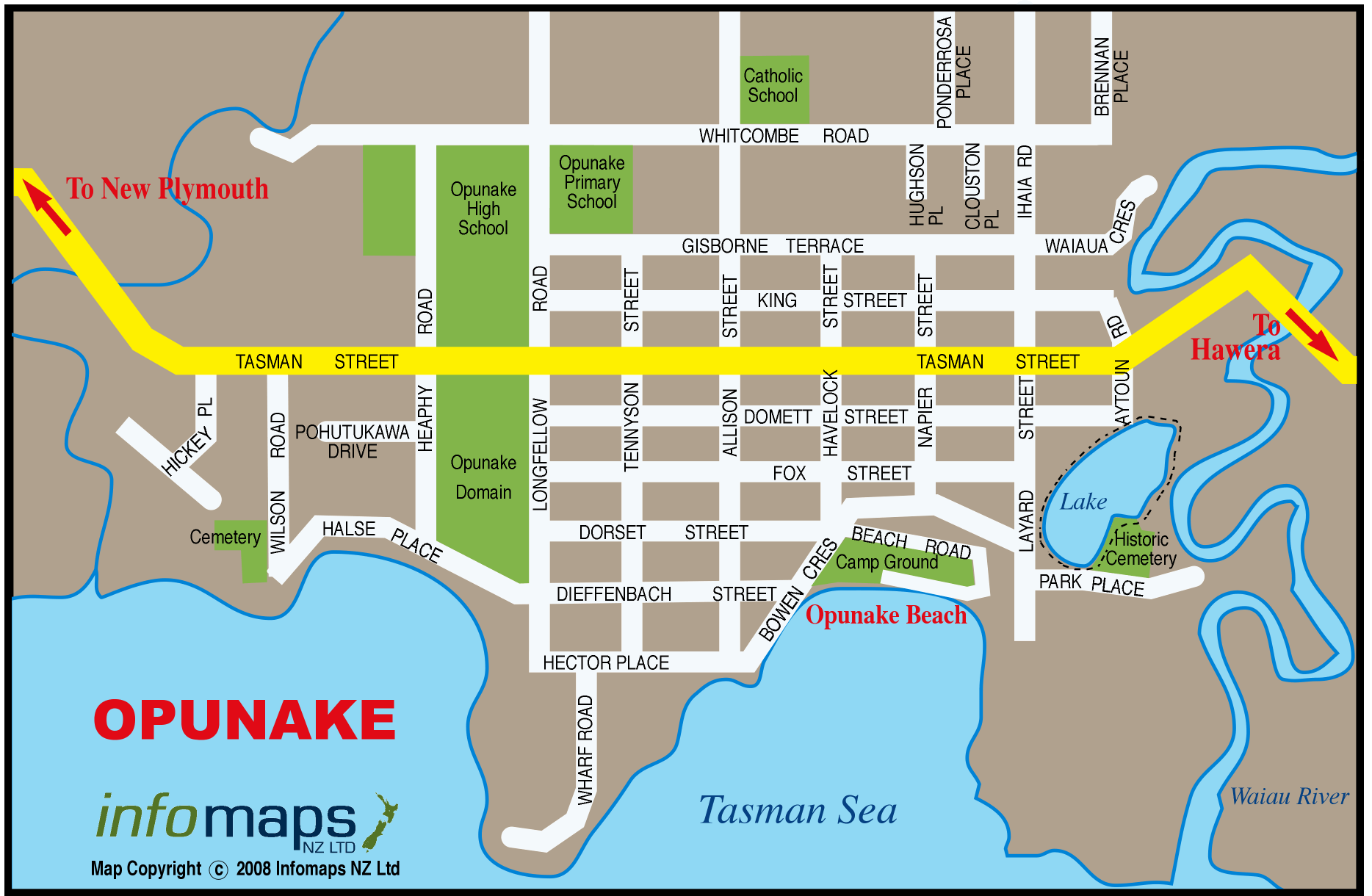 Opunake Tourist Map Opunake • mappery