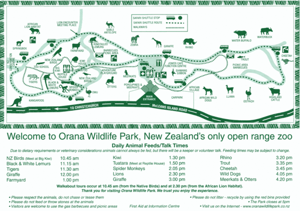 Orana Wildlife Park Map