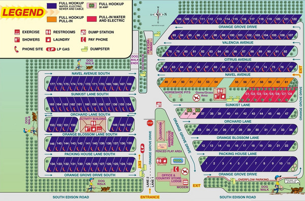 Orange Grove RV Park, Bakersfield California Map