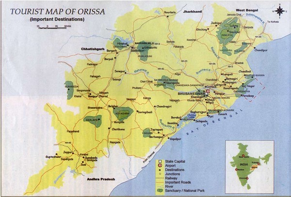 Orissa Tourist Map