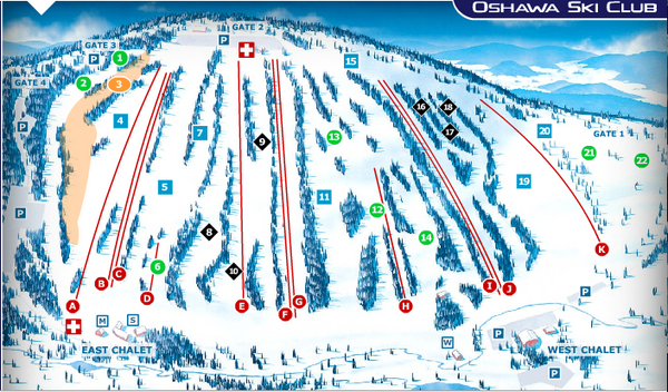 Oshawa Ski Club Ski Trail Map