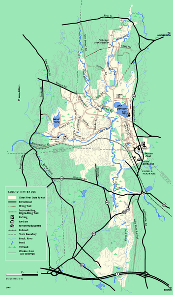 Otter River State Forest winter trail map - baldwinville ma • mappery