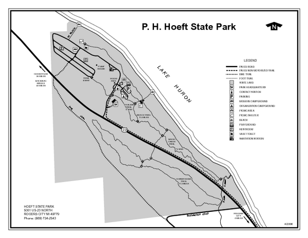 P.H. Hoeft State Park, Michigan Site Map