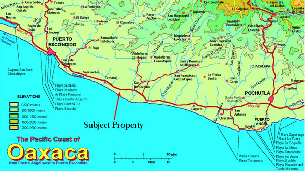 PUerto Escondido, Mexico Tourist Map