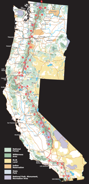 Pacific Crest Trail Route Overview Map