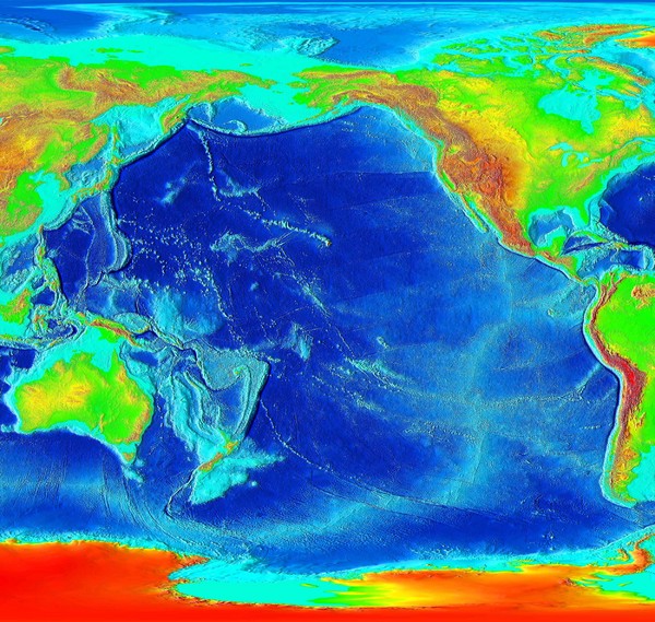 Topographic Map Of Pacific Ocean Pacific Elevation Map - Pacific Ocean • Mappery
