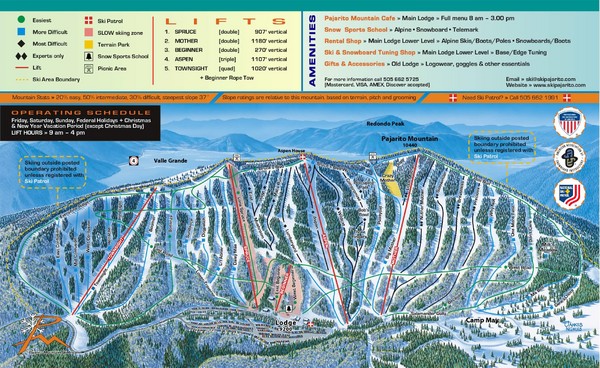 Taos New Mexico Ski Map Pajarito Mountain Ski Trail Map - Los Alamos New Mexico United States •  Mappery