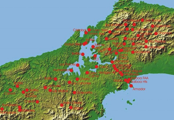 Panama Canal Authority (ACP) Meterological Stations Map