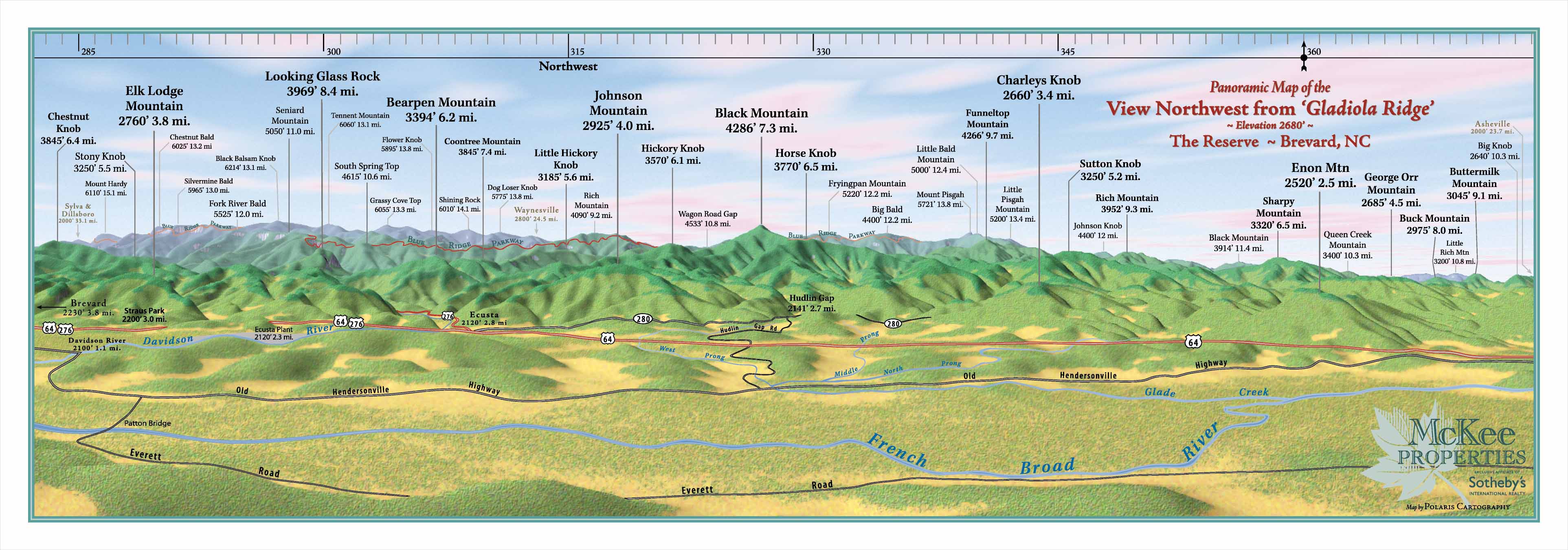 Panoramic View of Reserve Map - brevard north carolina • mappery