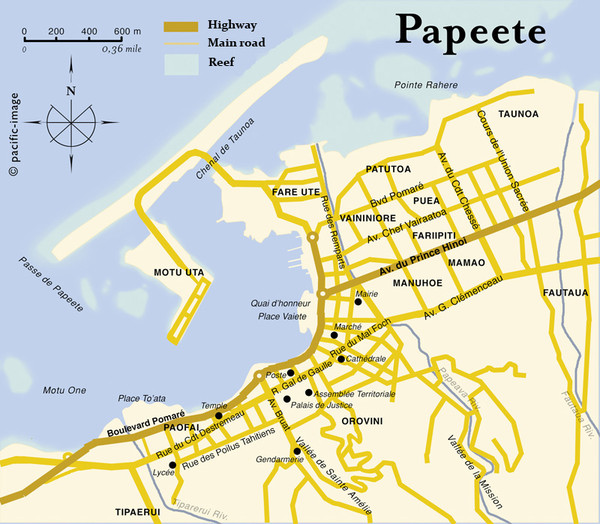 Papeete map ( on Tahiti )