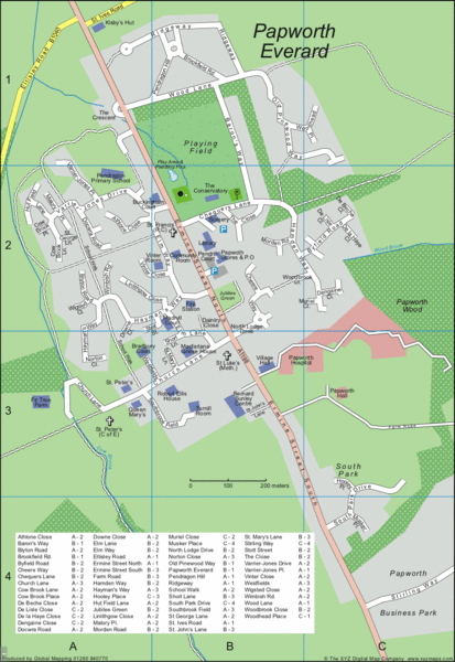 Papworth Everard Tourist Map