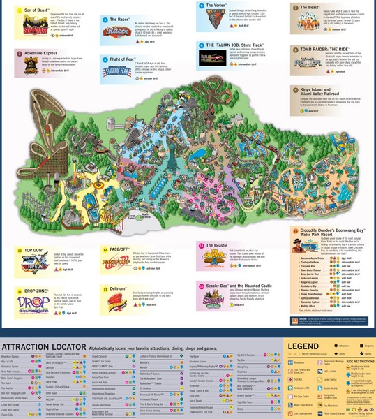 Paramounts Kings Island Map 6300 Kings Island Dr Mason OH 45040 • mappery